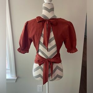 Abercrombie & Fitch Puff Sleeve Open Back Crop Top